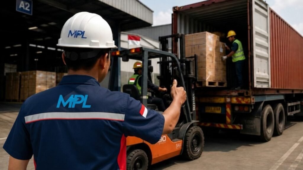 Karyawan MPL sedang melakukan loading barang dari truk